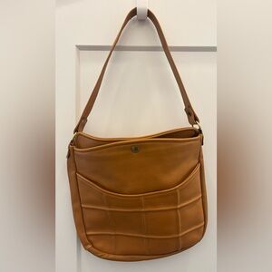 Margolin Tan Leather Shoulder “sack” Bag
